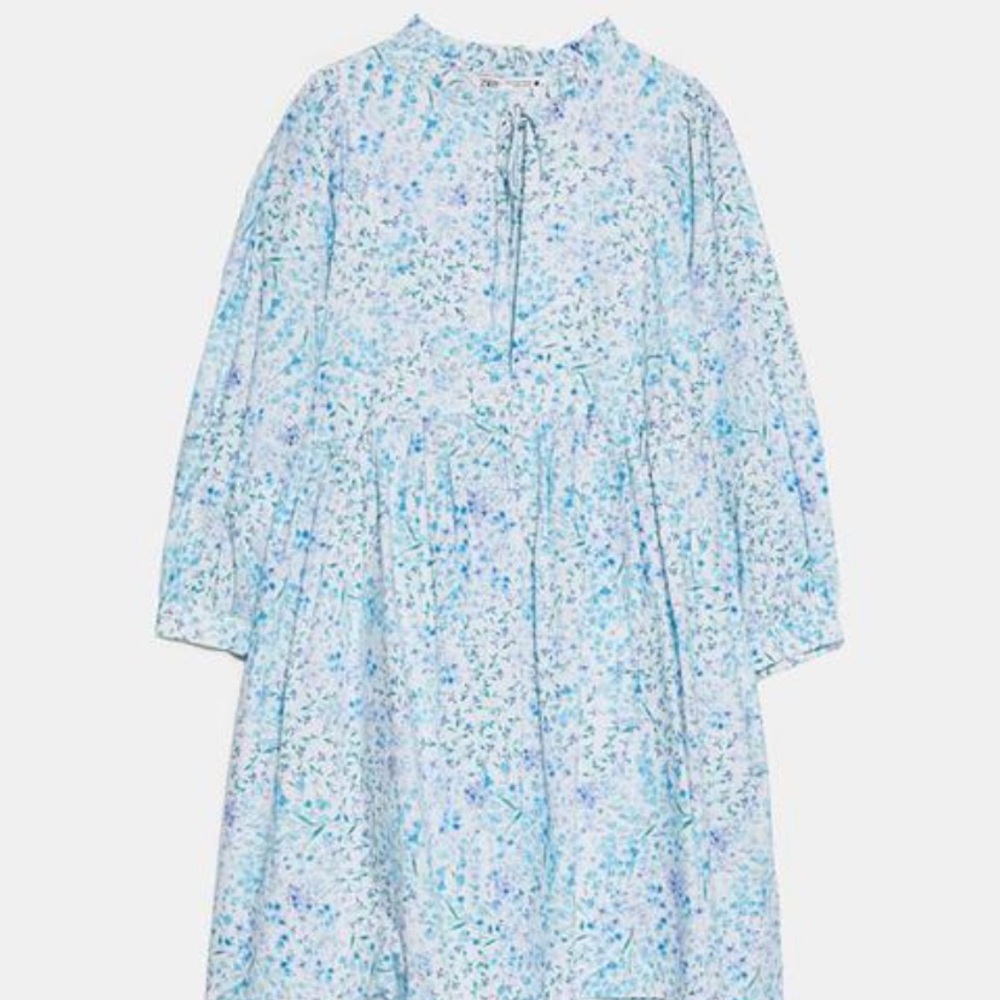 ZARA PRINTED COTTON POPLIN DRESS SIZE SMALL.